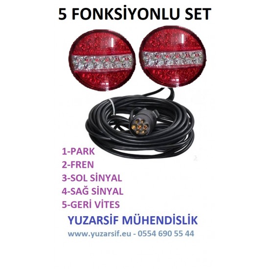 ELEKTRİK AYDINLATMA SETİ 7,5M LED RÖMORK STOP LAMBASI SETİ ELEKTRİK SETİ KARAVAN RÖMORK TINY HOUSE  7 Pin