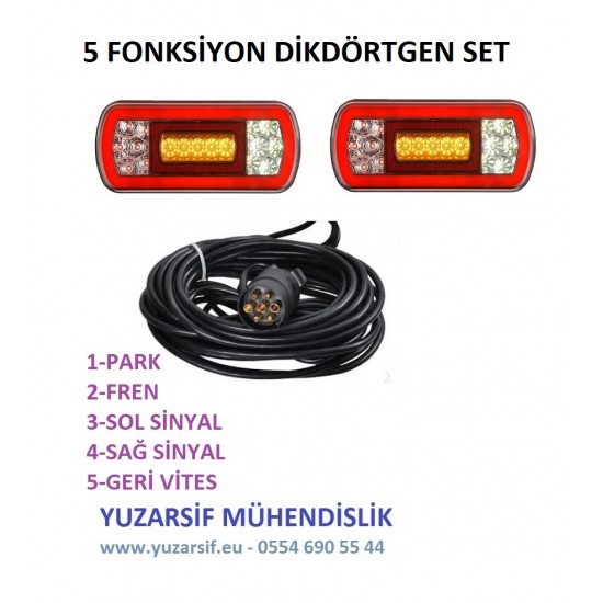 ELEKTRİK AYDINLATMA SETİ 7,5M LED RÖMORK STOP LAMBASI SETİ ELEKTRİK SETİ KARAVAN RÖMORK TINY HOUSE  7 Pin