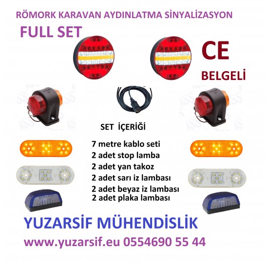 ELEKTRİK FULL AYDINLATMA SETİ KARAVAN RÖMORK SİNYALİZASYON 7,5M LED RÖMORK STOP LAMBASI SETİ ELEKTRİK SETİ KARAVAN RÖMORK TINY HOUSE  FULL SET 7 Pin