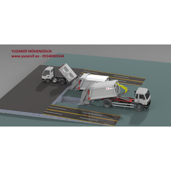 HOOKLİFT HİDROLİK KANCA KONTEYNIR YÜKLEME EKİPMANI  - HOOKLİF KANCALI HİDROLİK KONTEYNER YÜKLEME ARAÇ ÜSTÜ EKİPMANI