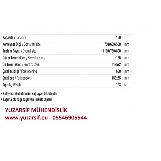 FORKLIFT DEVIRME TERTIBATLI KONTEYNER  HURDA ÇOP KOVASI CNC TALAŞ ARABASI