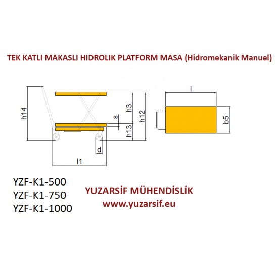 TEK KATLI MAKASLI HIDROLIK PLATFORM MASA (Hidromekanik Manuel)