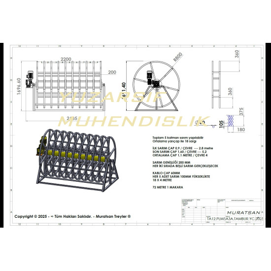 MOTORLU KABLO TOPLAMA TAMBURLARI (OTOMATİK SARICILAR) MOTORLU – HİDROLİK KABLO SARICI MAKARALAR