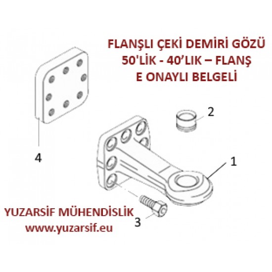 ÇEKİ DEMİRİ GÖZÜ 50'LİK  - 40’LIK – FLANŞ E ONAYLI BELGELİ RÖMORK OKBAŞI (Truck Trailer Drawbar Eye) FLANŞLI 